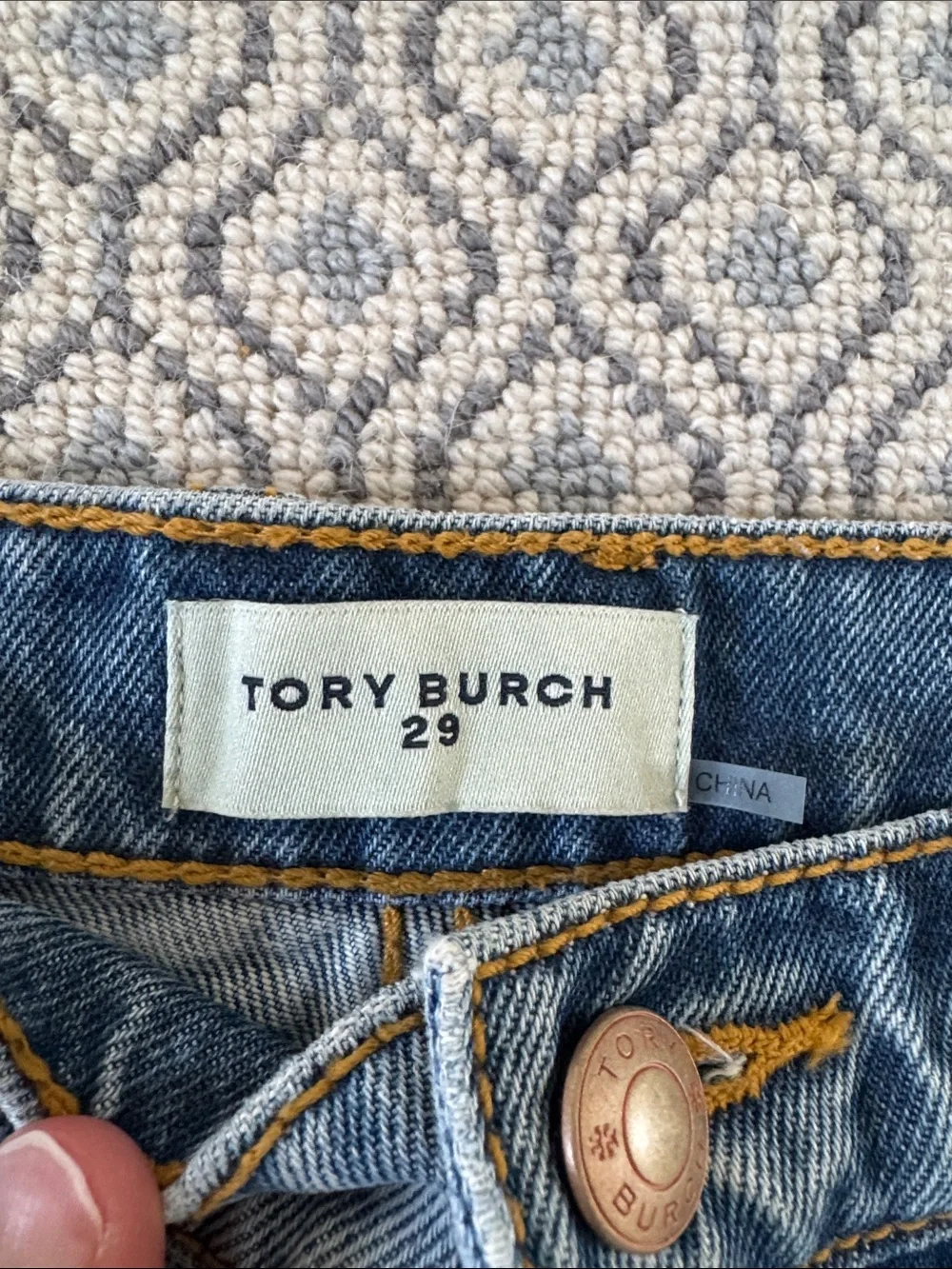 Tory Burch Straight-Leg Women's Jeans in Medium Blue Denim
